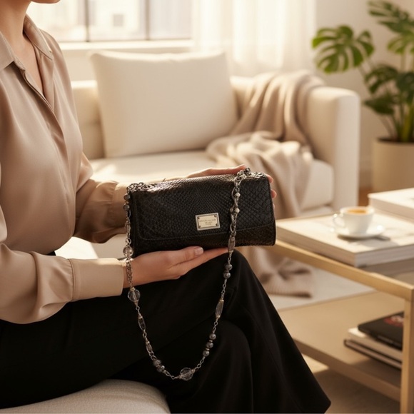 Dolce & Gabbana Black Python Ms Charles Flap Bag | 3 tone strap shoulder bag - Picture 13 of 13